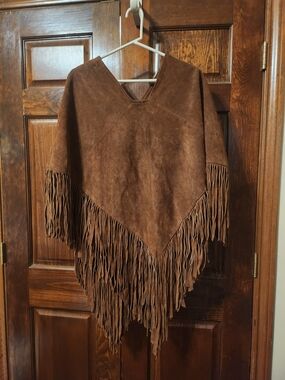 Vintage, Bought Aug. 1969 For My 1st Adventure At 16, Brown Fringe Suede Poncho